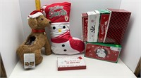 NEW 5 IN 1 CHRISTMAS BOXES-PLUSH STOCKING-PLANTER