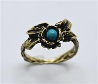 Victorian Antique Brass Turquoise Ring