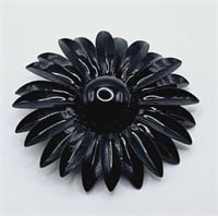 1960s Black Metal Flower Brooch