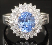 Platinum 3.29 ct Brilliant Sapphire & Diamond Ring