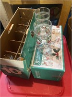 Box of eight and a box of 10 Christmas glasses