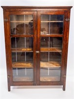 19TH CENTURY FIR GLAZED FRONT DISPLAY CABINET
