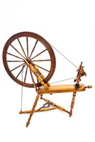 GOOD 19TH CENTURY TURNED SPOKED SPINNING WHEEL