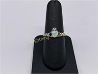 STERLING SILVER WHITE OPAL HEART RING