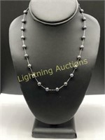 14K WHITE GOLD BLACK PEARL NECKLACE