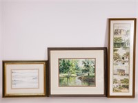 3 framed watercolors