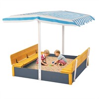 AIUEKES Wooden Sandbox with Cover for Kids, Sand B