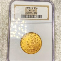 1888-S $10 Gold Eagle NGC - MS61