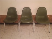 3 Green Bucket Chairs