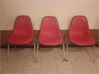 3 Red Bucket Chairs