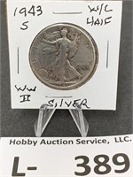 Silver Walking Liberty Half Dollar 1943-S