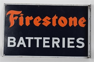 FIRESTONE BATTERIES PORCELAIN FLANGE SIGN