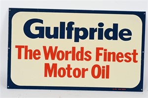 GULFPRIDE MOTOR OIL SINGLE SIDED TIN SIGN