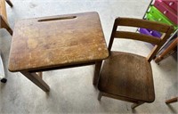 CUTE Antique Wooden Child's Desk and Chair