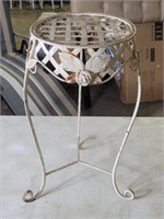 Round Floral Metal Patio End Table