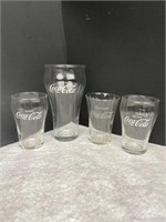 Lot of 4 Vtg DRINK Coca-Cola Advertising Glasses