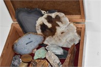 Mineral Slices and Assorted Stones in Box