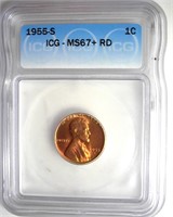 1955-S Cent ICG MS67+ RD LISTS $750