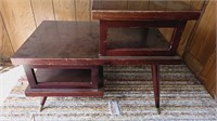 Mid Century Tiered Mahogany End Table 24H 30D 18W