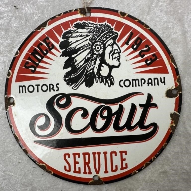 Enamel "MOTORS COMPANY SCOUT SERVICE" Door Push