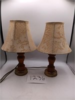 Wooden Lamp Pair-13" tall