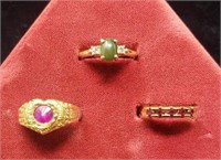 3 Womens Rings.  Size in Pictures