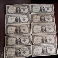 $1 Dollar Silver Certificates -1957A- (10 Bills)