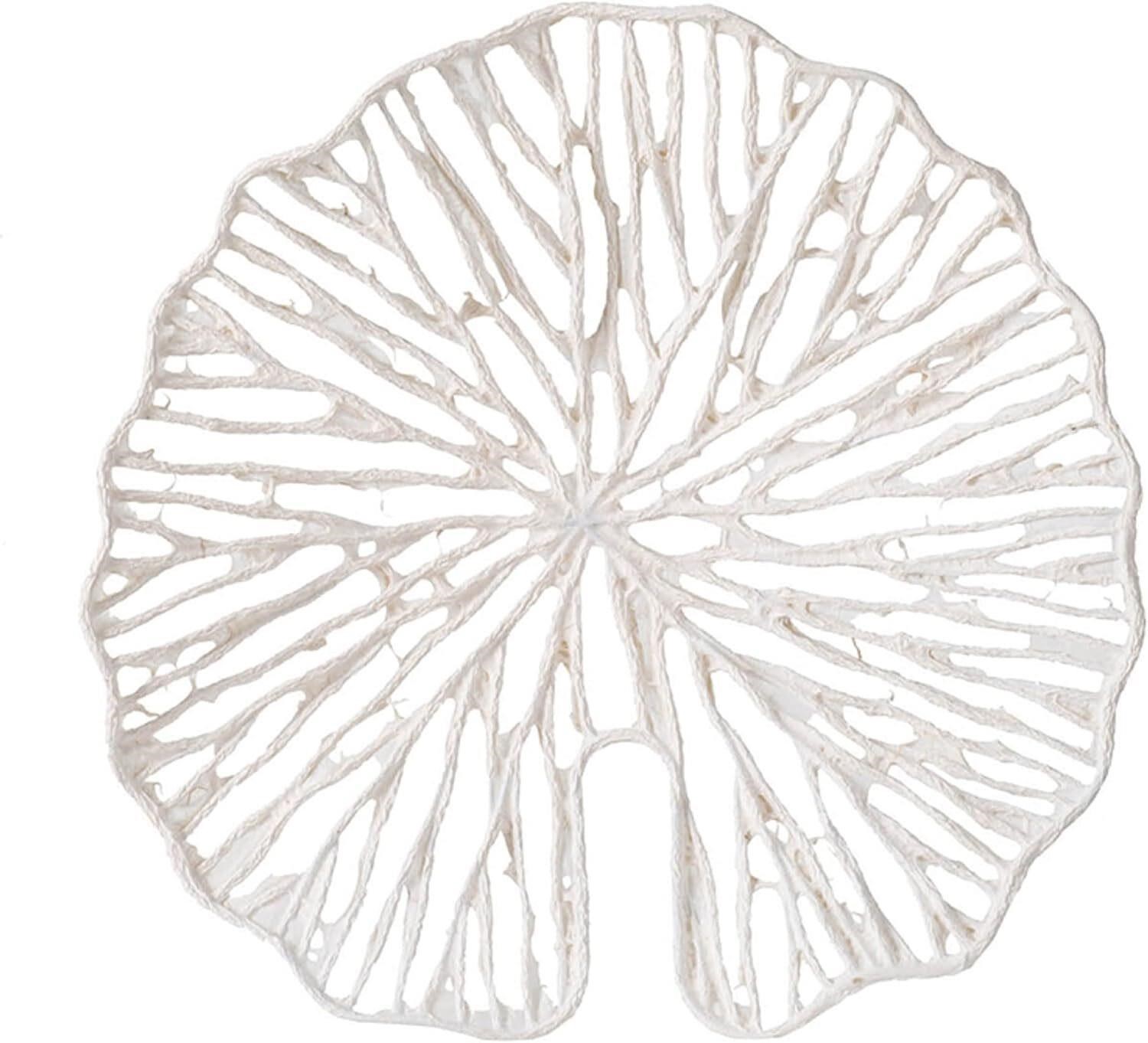 Large Leaf Patterned White Metal/Paper Wall Art