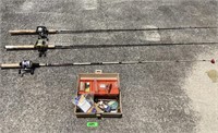 Fishing rods, reels, tackle box and lures