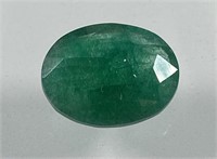 Certified 6.00 Cts Natural Oval Cut Emerald
