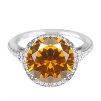 14KT White Gold 6.84ct Citrine and Diamond Ring