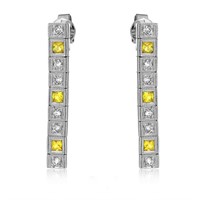 14KT White Gold 0.52ctw Yellow Sapphire and Diamon