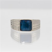 Lab Created Men's 3.5 Ct Blue Sapphire Ring