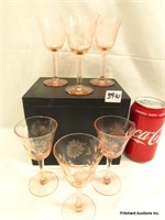 6 Pink Conrflower Liquer Glasses