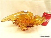 Chalet Style Art Glass Amber Bowl