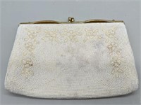 Vintage White Beaded Evening Bag / Clutch