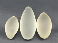 (3) White Frosted Glass Pear-Shaped Pieces