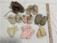 Antique baby shoes.   Felt and leather.  Baby