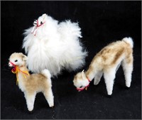3 Vintage Genuine Alpaca Wool Llama Figures
