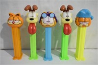 5 pcs Garfield PEZ Candy Dispensers