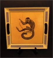 Square Metal Tray with Primate