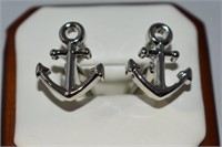 Silver Toned Anchor Cuff Links