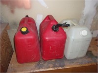 2- 5 Gallon Gasoline Jugs and1- 5 Gallon Water Jug