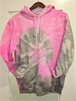 Like New - Pink & Grey Tie-Dye Hoodie