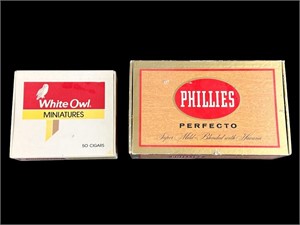 (2) Cigar Boxes - White Owl, Phillies Perfecto
