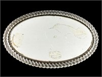 Vintage Oval Clear Glass Dresser Mirror Tray