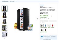 N7077  KRIB BLING 3.2 cu.ft Dorm Refrigerator Bla