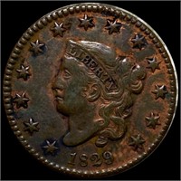 1829 Coonet Head Large Cent NEARLY UNC