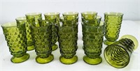 (2)Vintage Whitehall Green Pedestal Glass Set