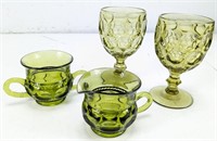 Green Imperial Glass +Cream & Sugar Container Set